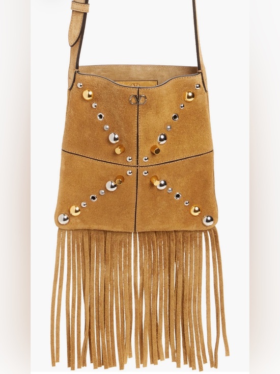 Valentino Garavani Handbags - NWT Authentic Valentino Garavani Small Nellcôte Fringe Stud Suede Crossbody Bag